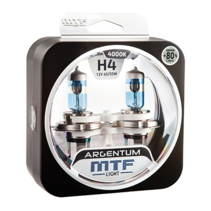 Галогенные автолампы серия ARGENTUM +80% H4 12V, 55W, комплект 2 шт